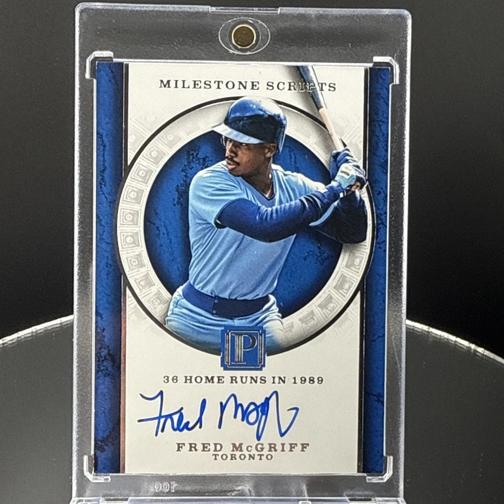 2016 Panini Pantheon Milestone Scripts Auto Blue #49 Fred McGriff /99